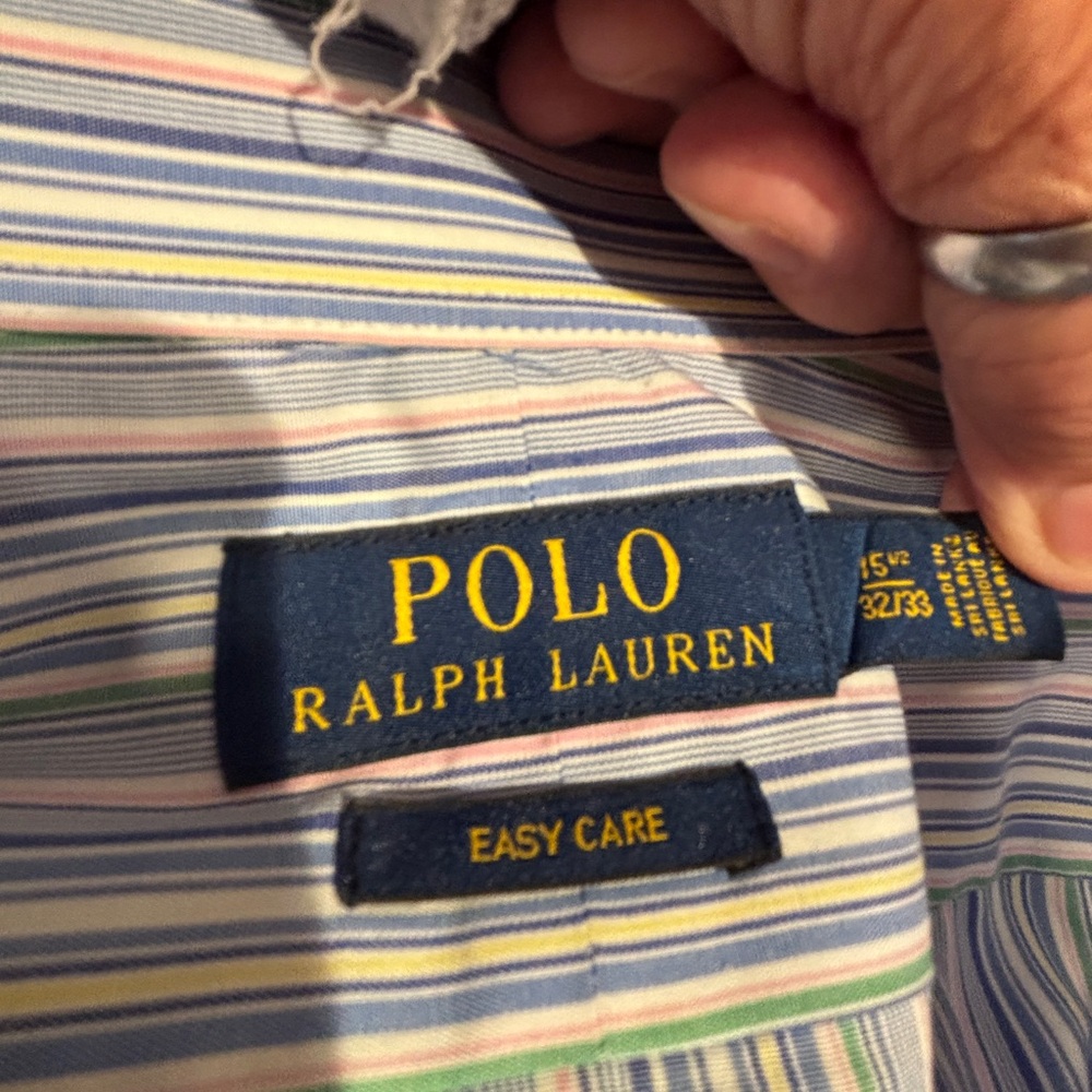 Polo Ralph Lauren Blue Pink Striped Cotton Button-Down 15.5 32/33 - Picture 3 of 9